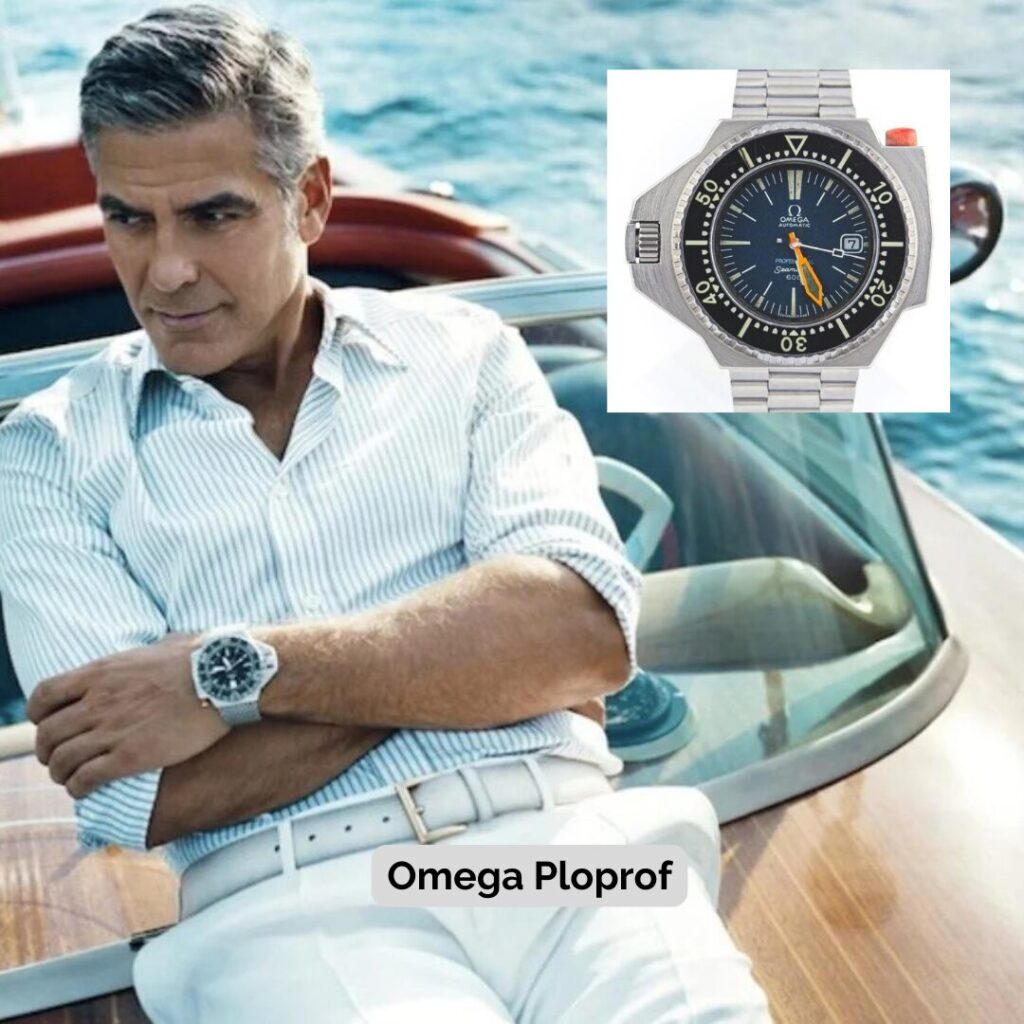 George Clooney wearing Omega Ploprof