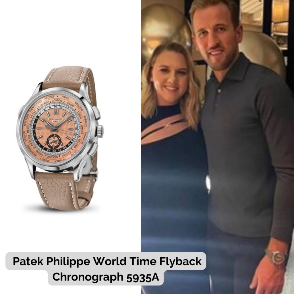 Harry Kane wearing Patek Philippe World Time Flyback Chronograph 5935A