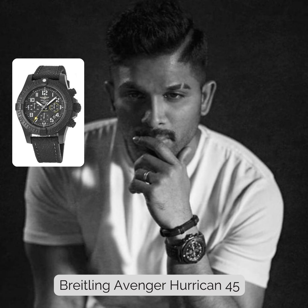 Allu Arjun wearing Breitling Avenger Hurrican 45
