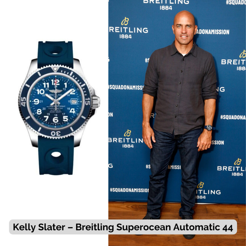 Kelly Slater wearing Breitling Superocean Automatic 44