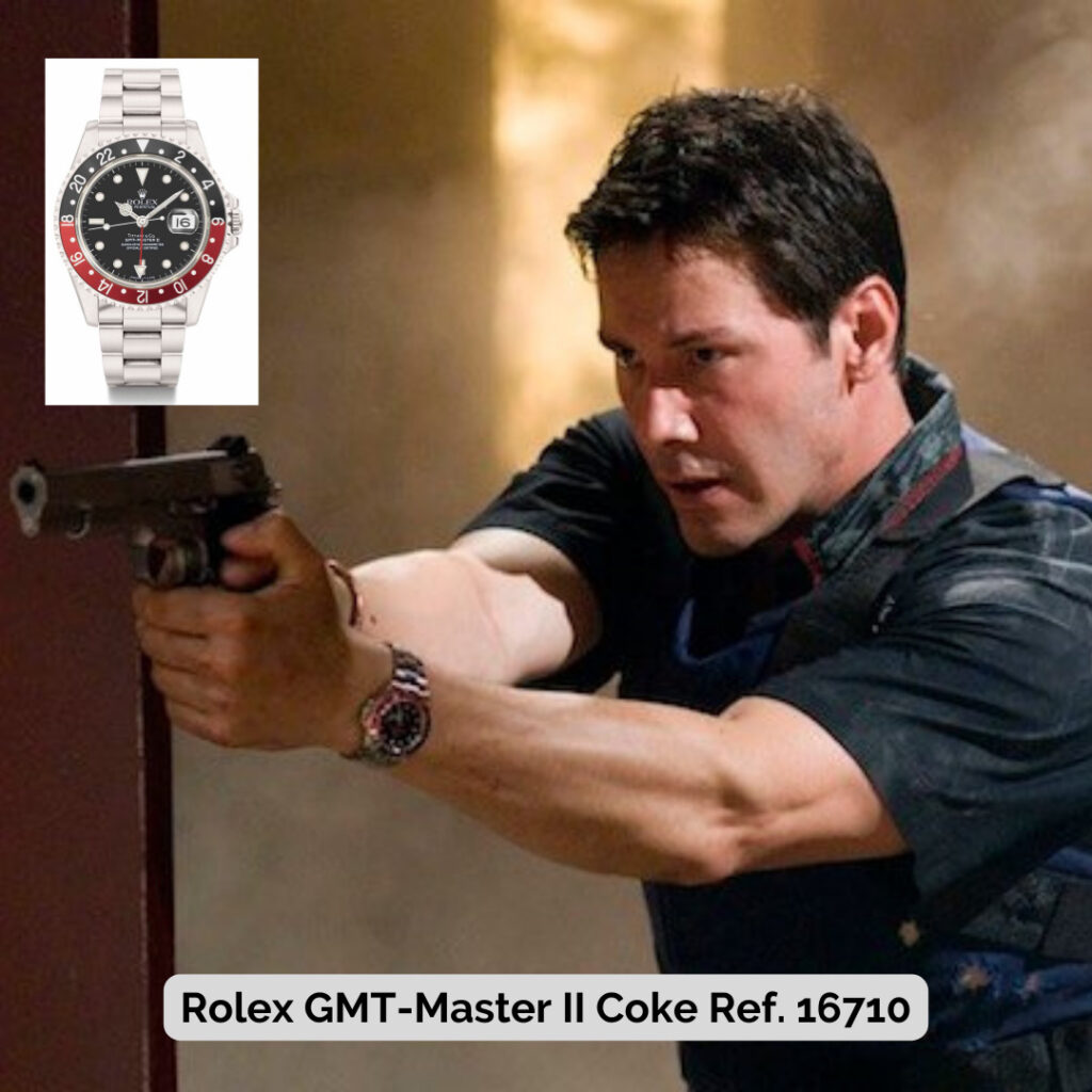 Keanu Reeves wearing Rolex GMT-Master II Coke Ref. 16710