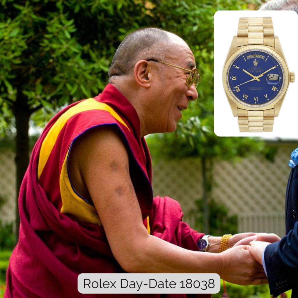 Dalai Lama wearing Rolex Day-Date 18038