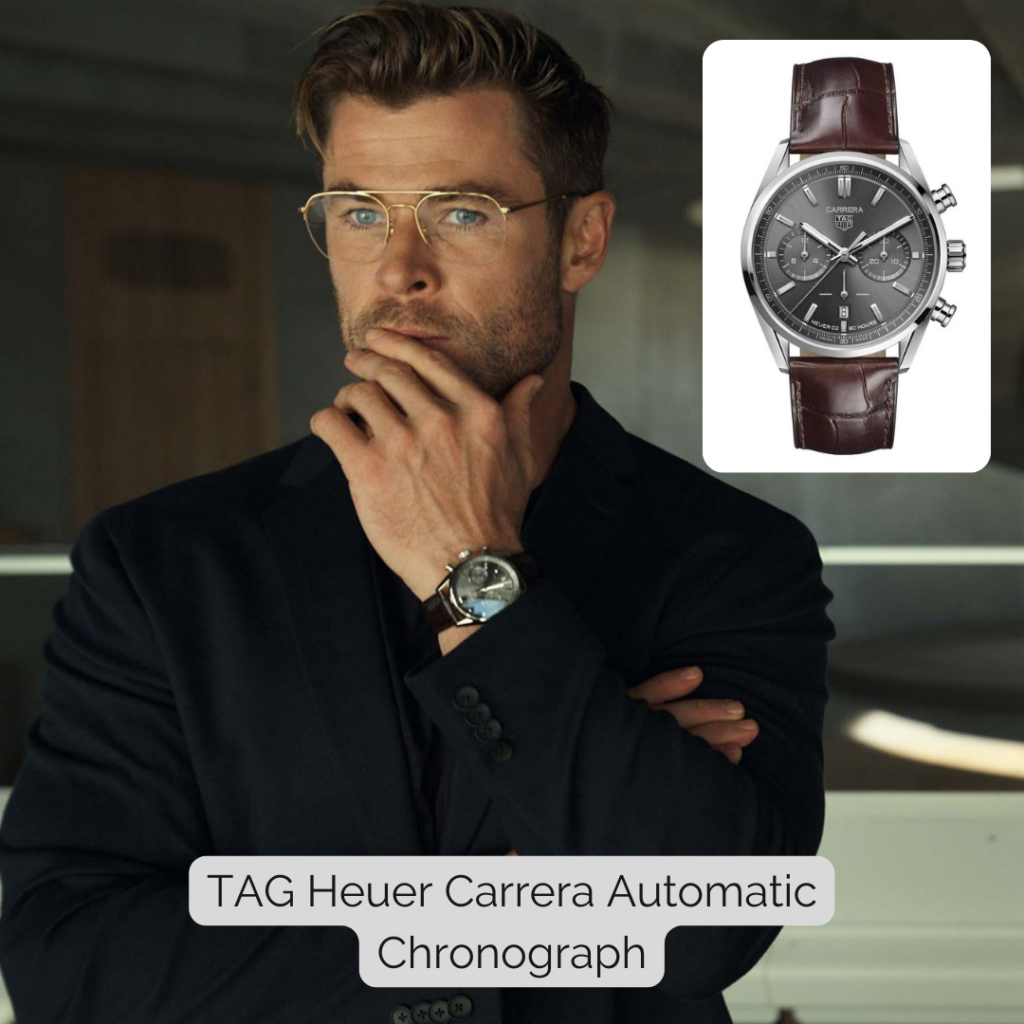 Chris Hemsworth wearing TAG Heuer Carrera Automatic Chronograph