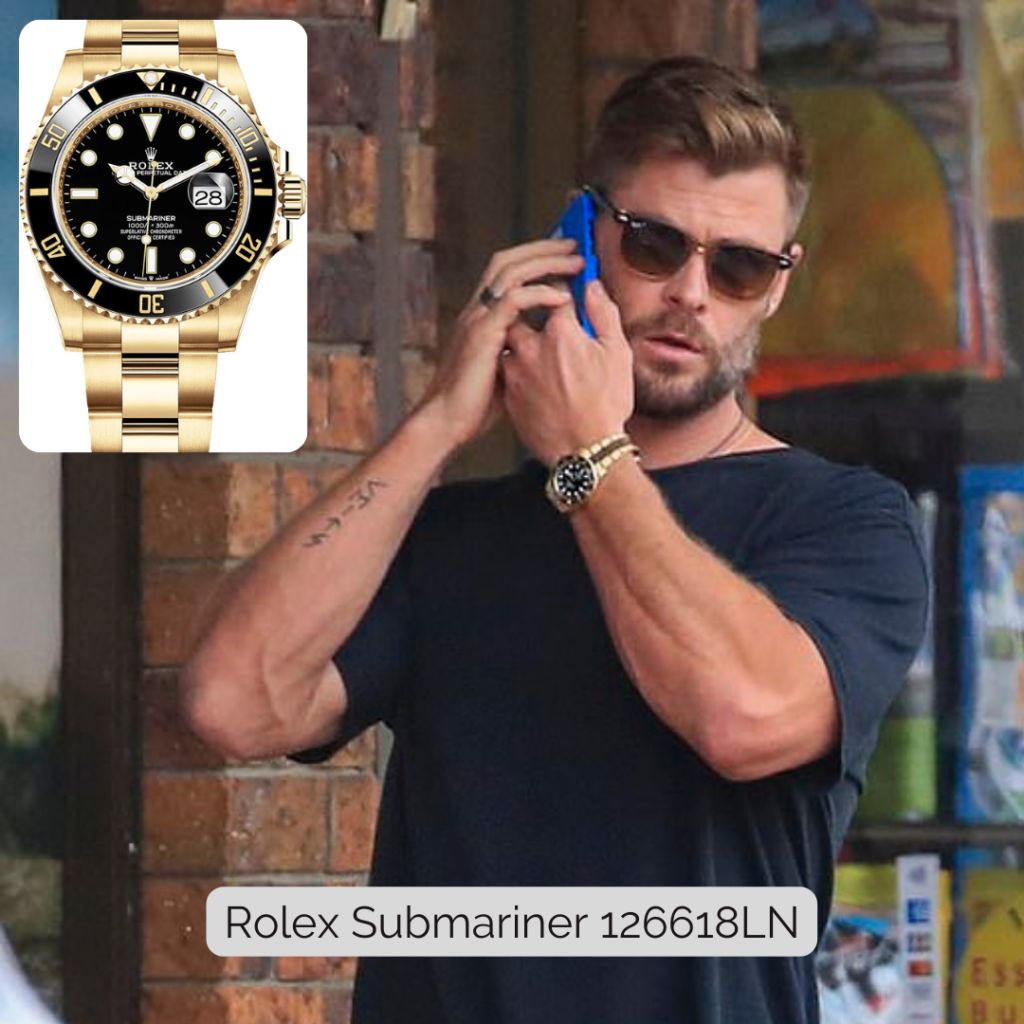 Chris Hemsworth wearing Rolex Submariner 126618LN