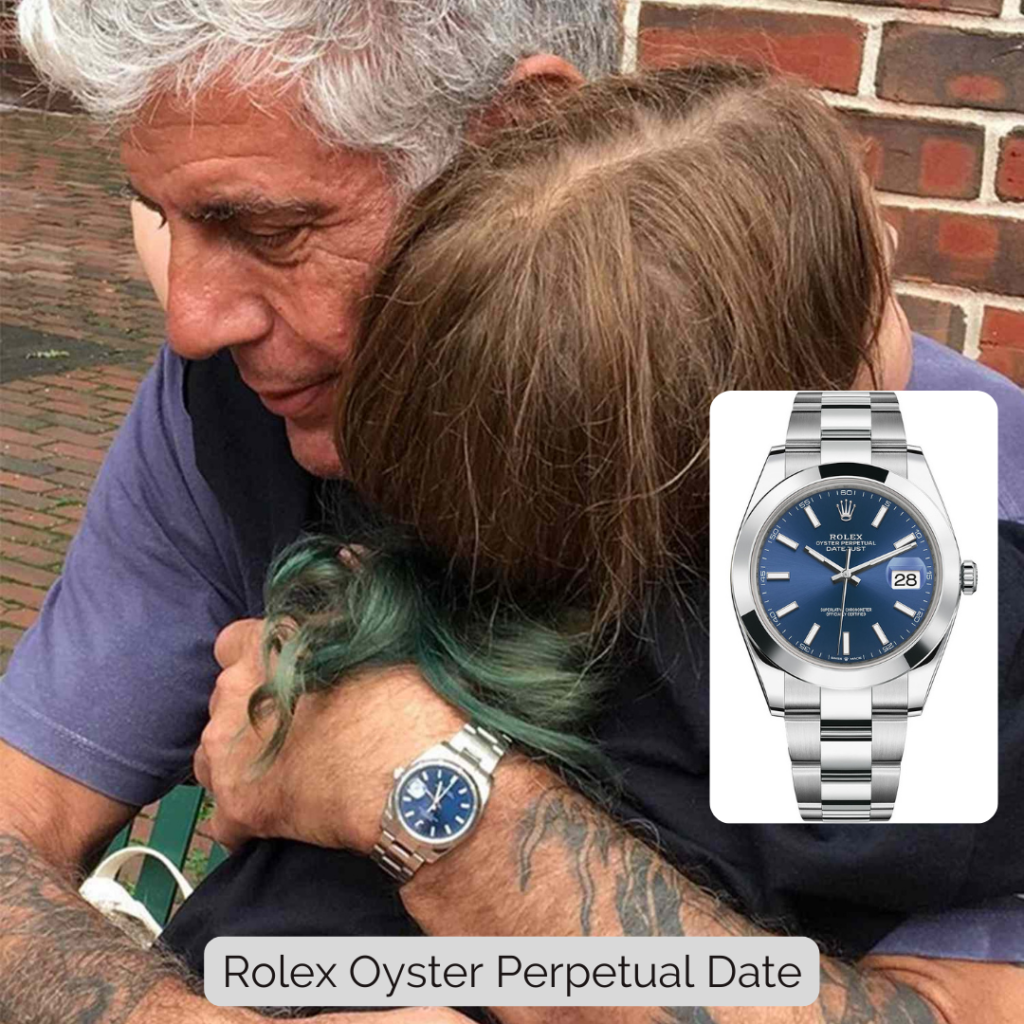 Anthony Bourdain wearing Rolex Oyster Perpetual Date