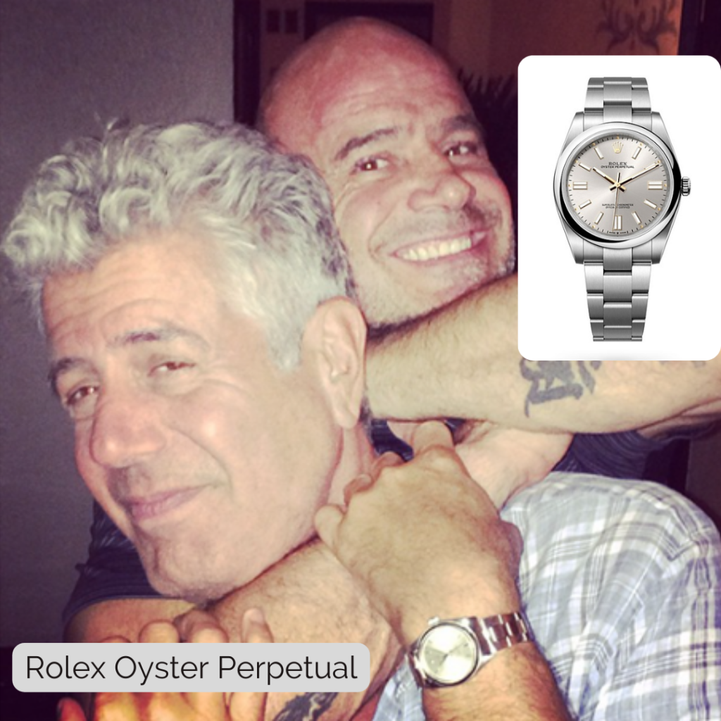 Anthony Bourdain wearing Rolex Oyster Perpetual
