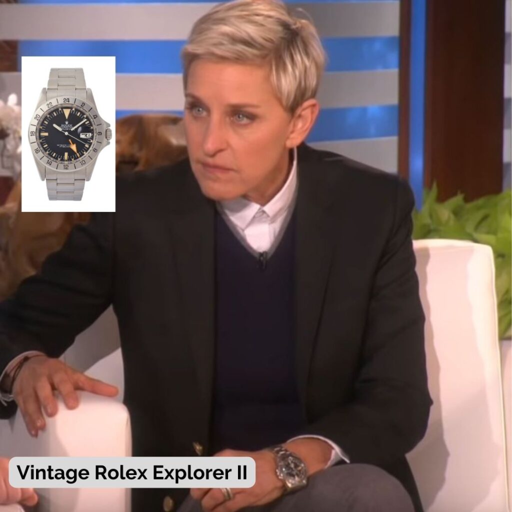 Ellen Degeneres wearing Vintage Rolex Explorer II