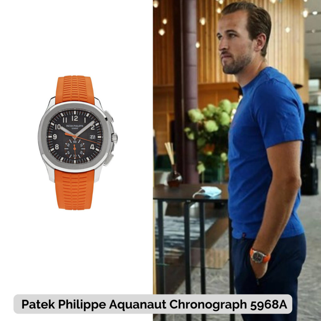 Harry Kane wearing Patek Philippe Aquanaut Chronograph 5968A