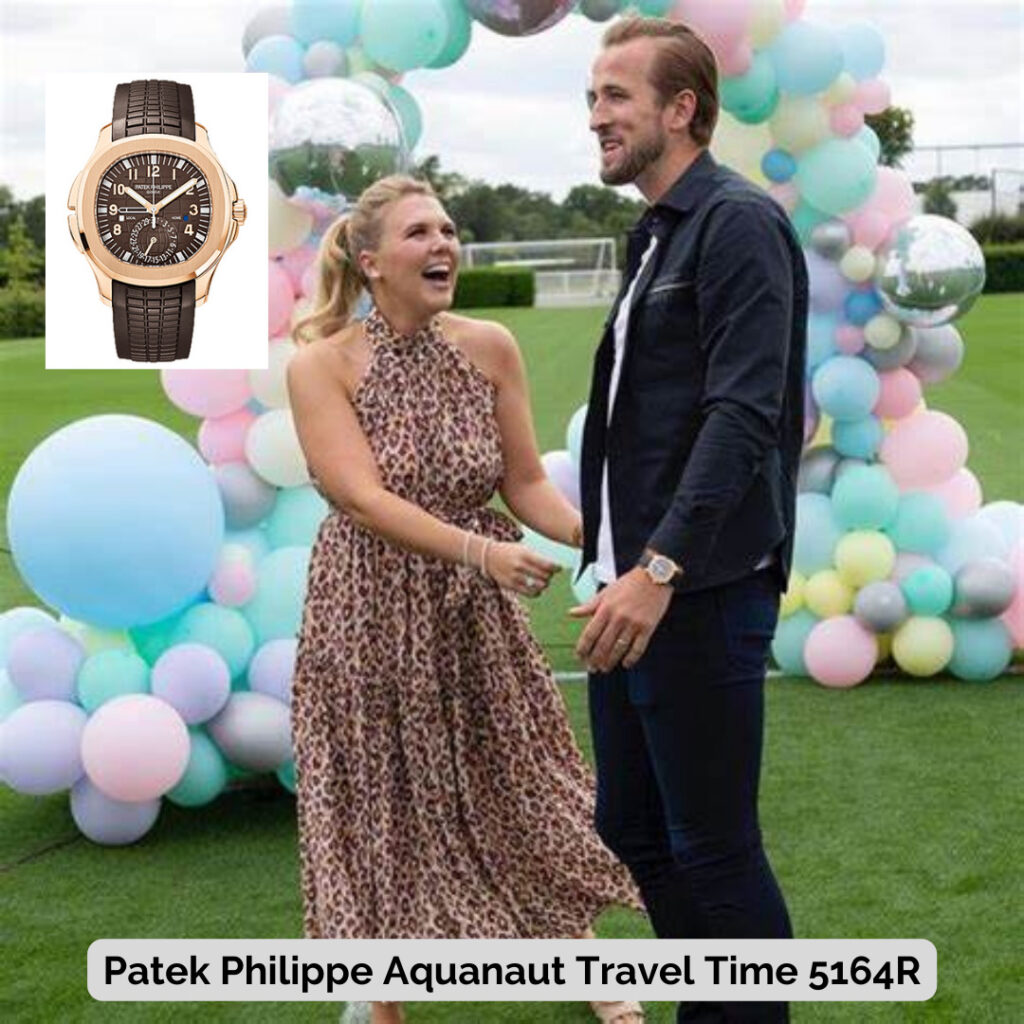 Harry Kane wearing Patek Philippe Aquanaut Travel Time 5164R