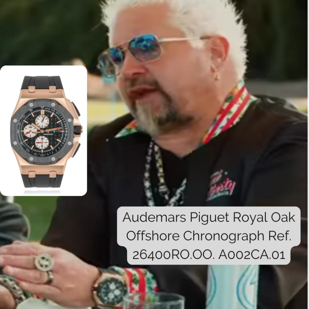 Guy Fieri wearing  Audemars Piguet Royal Oak Offshore Chronograph Ref. 26400RO.OO. A002CA.01
