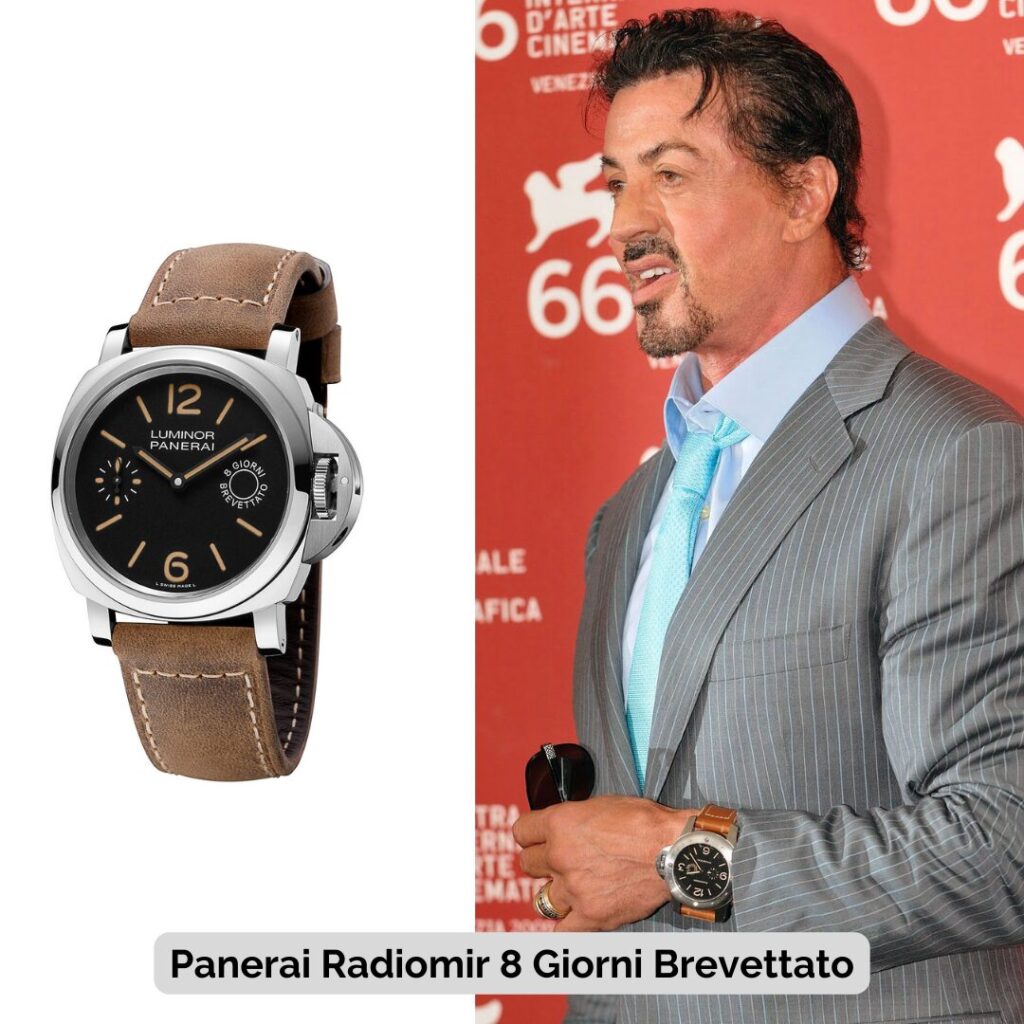Sylvester Stallone wearing Panerai Radiomir 8 Giorni Brevettato