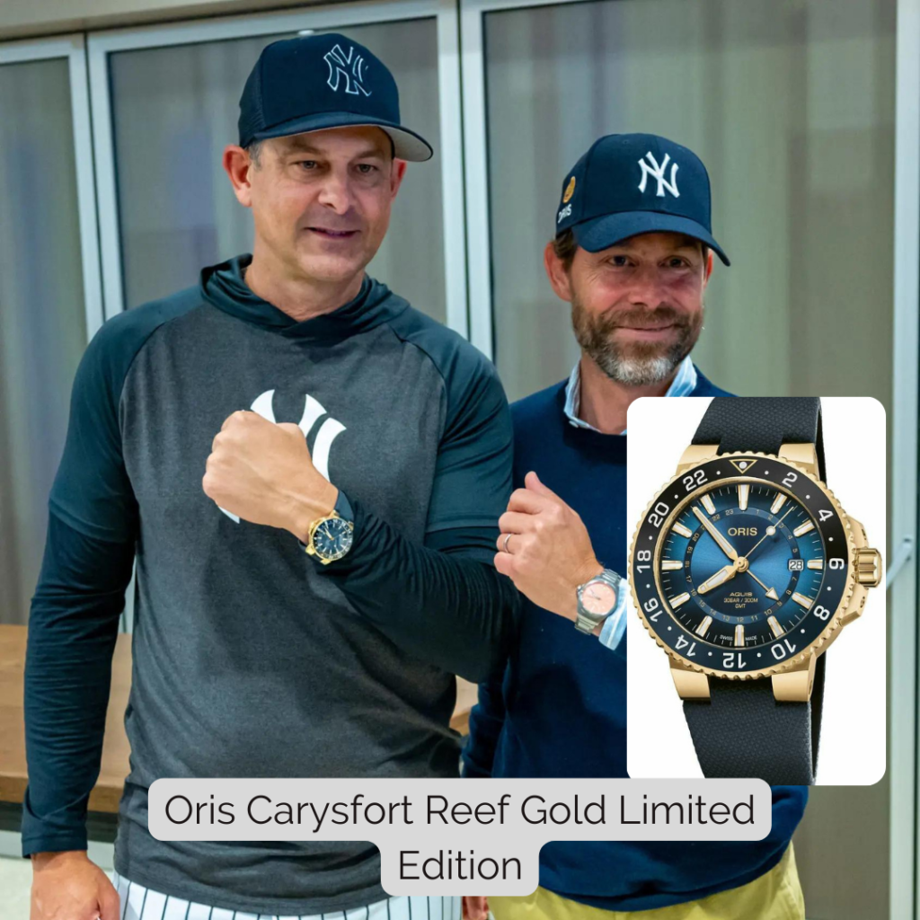 Aaron Boone wearing Oris Carysfort Reef Gold Limited Edition