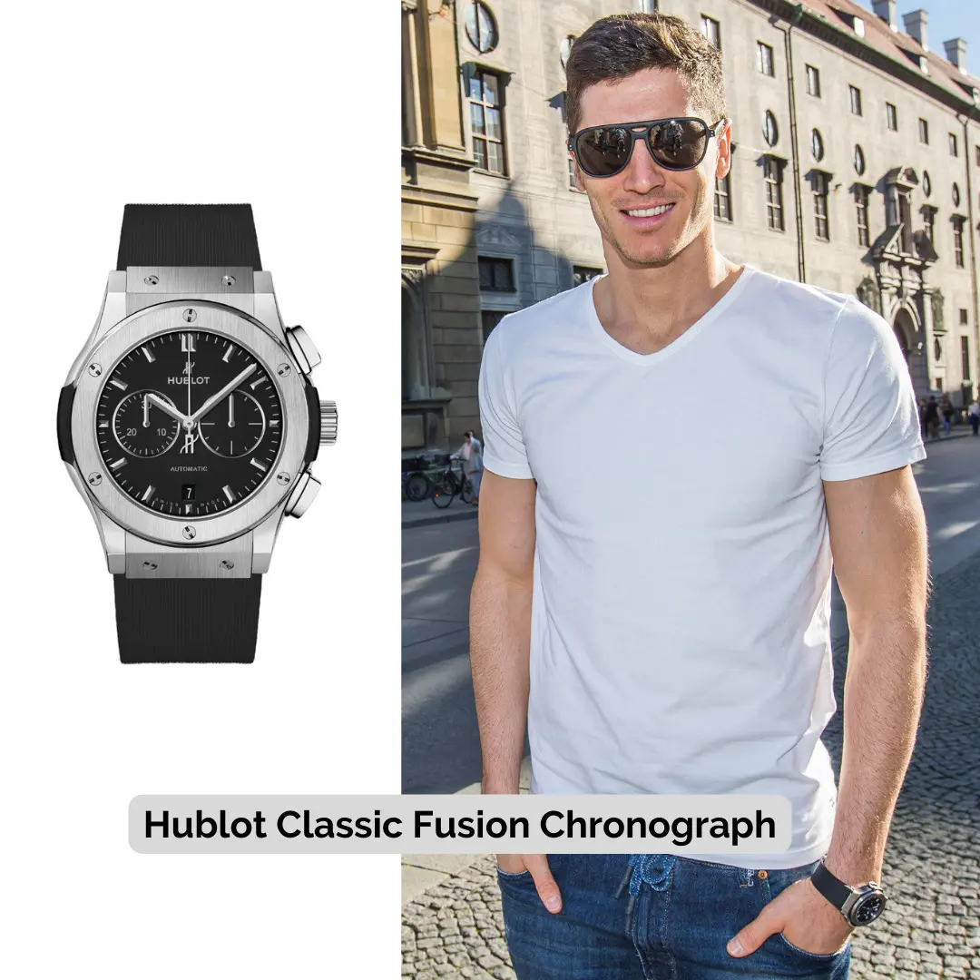 Robert Lewandowski wearing Hublot Classic Fusion Chronograph