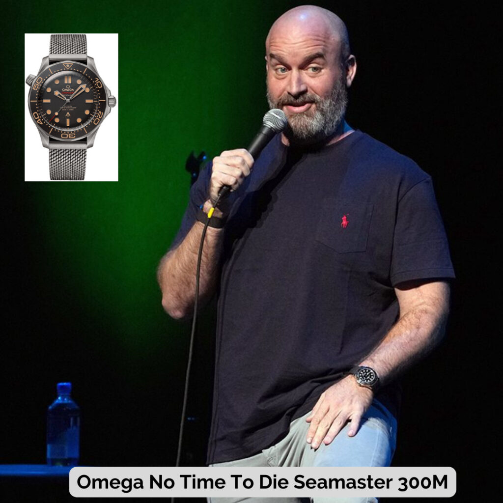 Tom Segura wearing Omega No Time To Die Seamaster 300M
