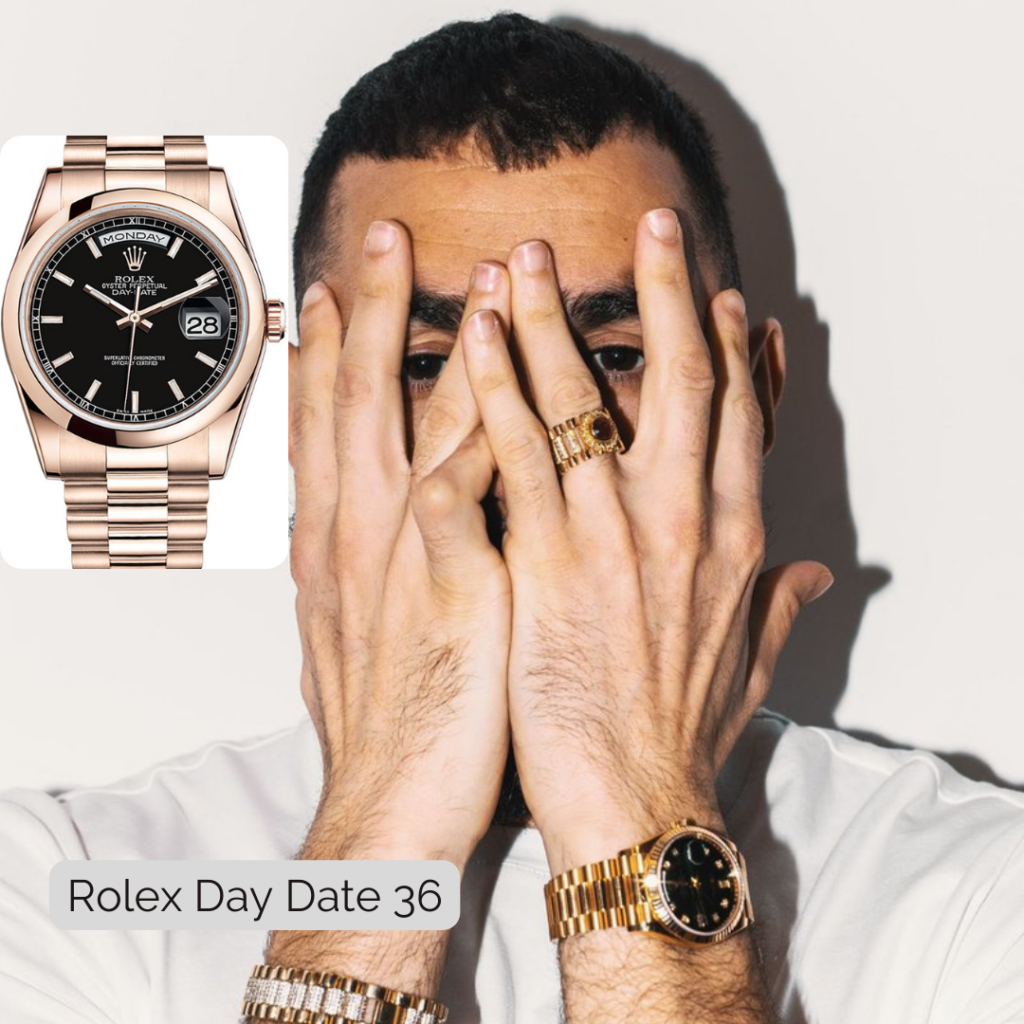 Karim Benzema wearing Rolex Day Date 36