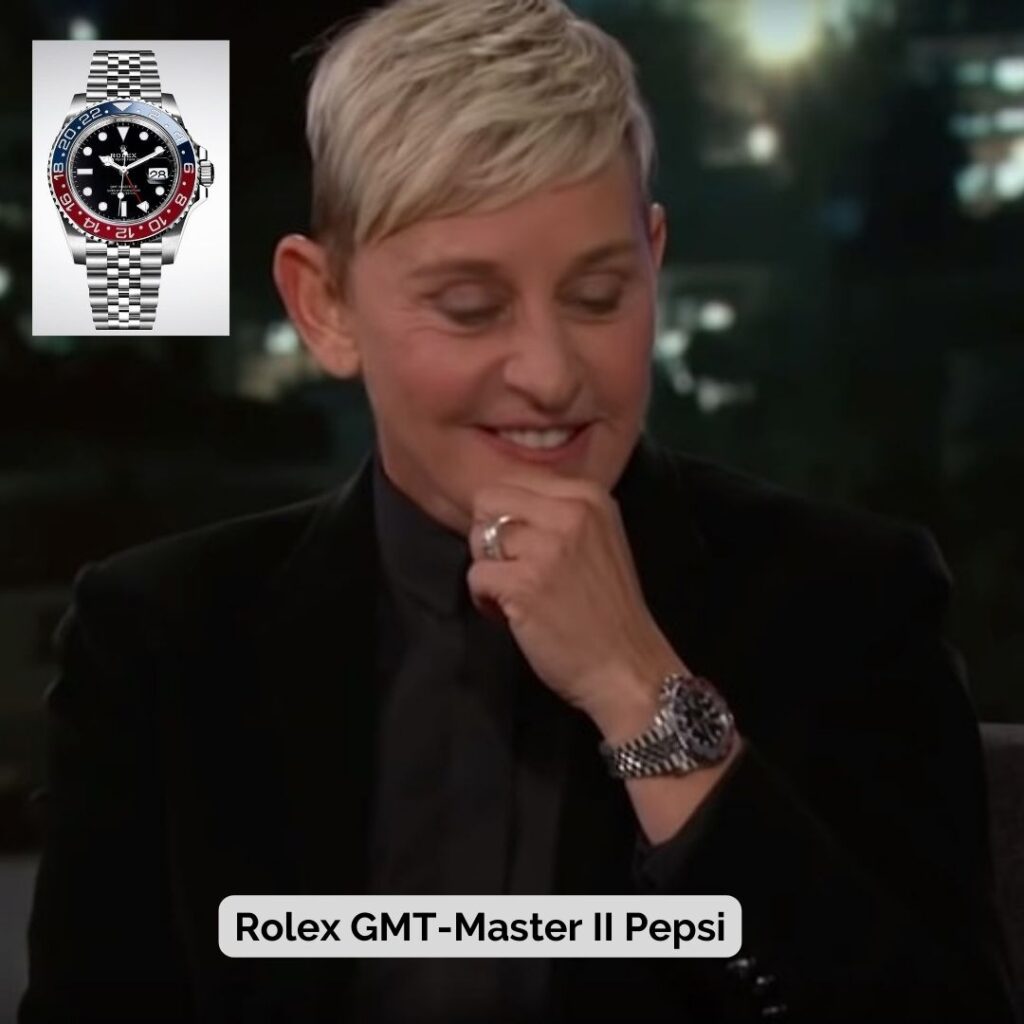 Ellen Degeneres wearing Rolex GMT-Master II Pepsi