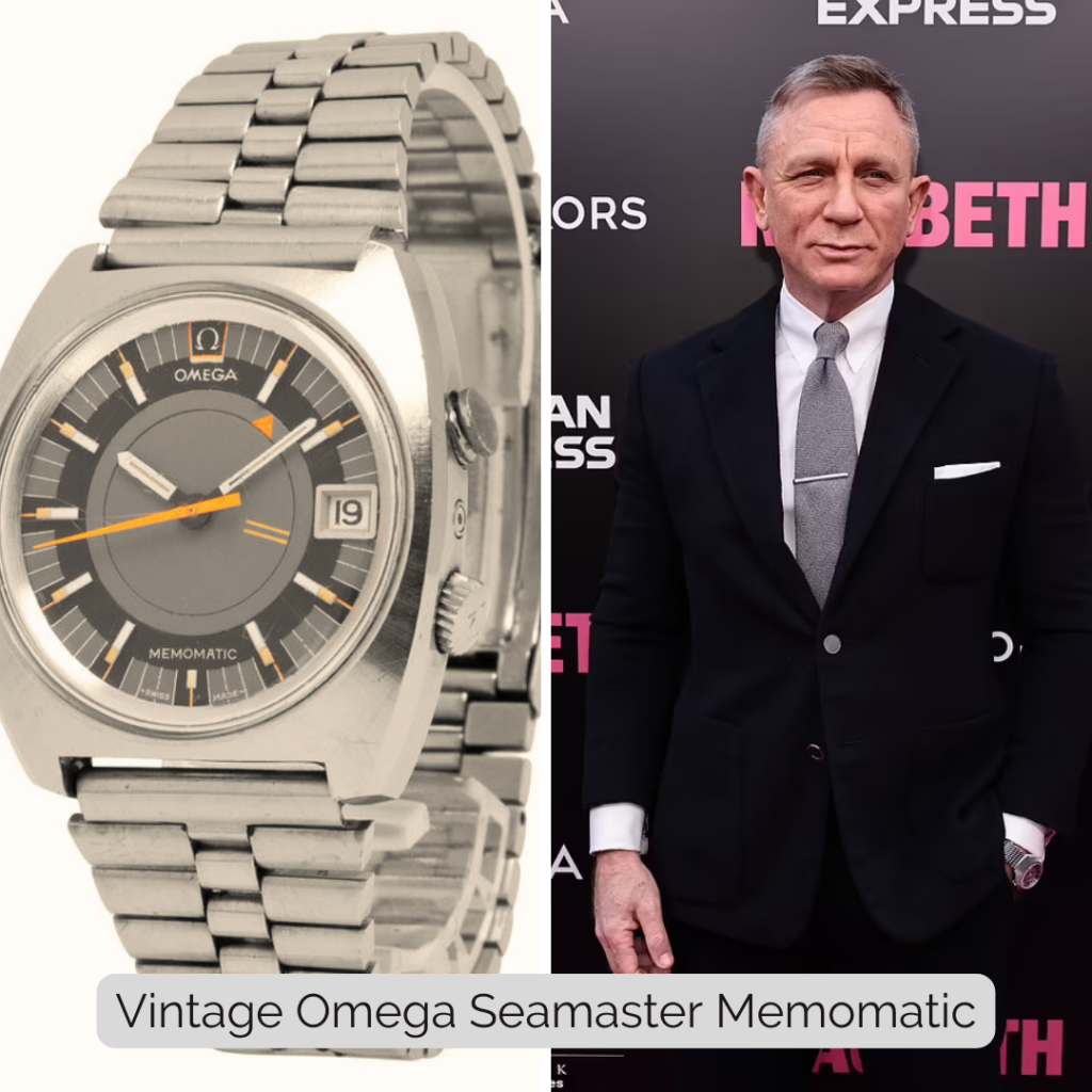 Daniel Craig wearing Vintage Omega Seamaster Memomatic
