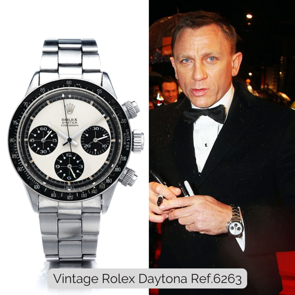 Daniel Craig wearing Vintage Rolex Daytona Ref.6263