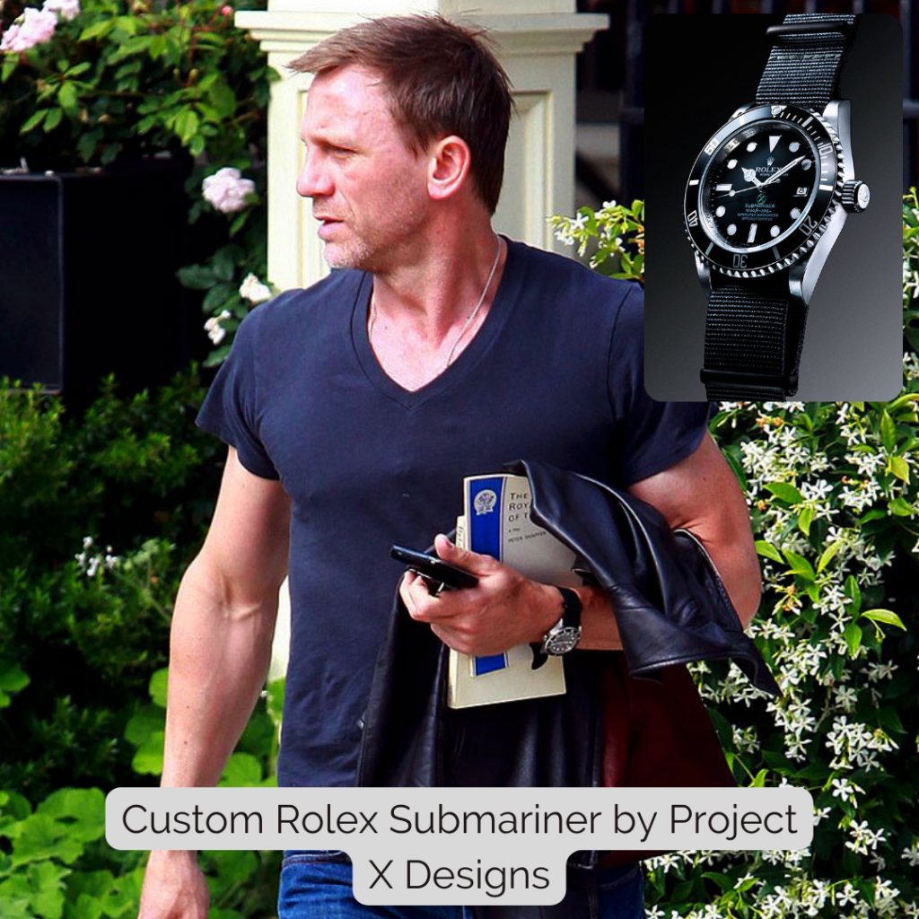 Daniel Craig wearing Custom Rolex Submariner by Project X Designs