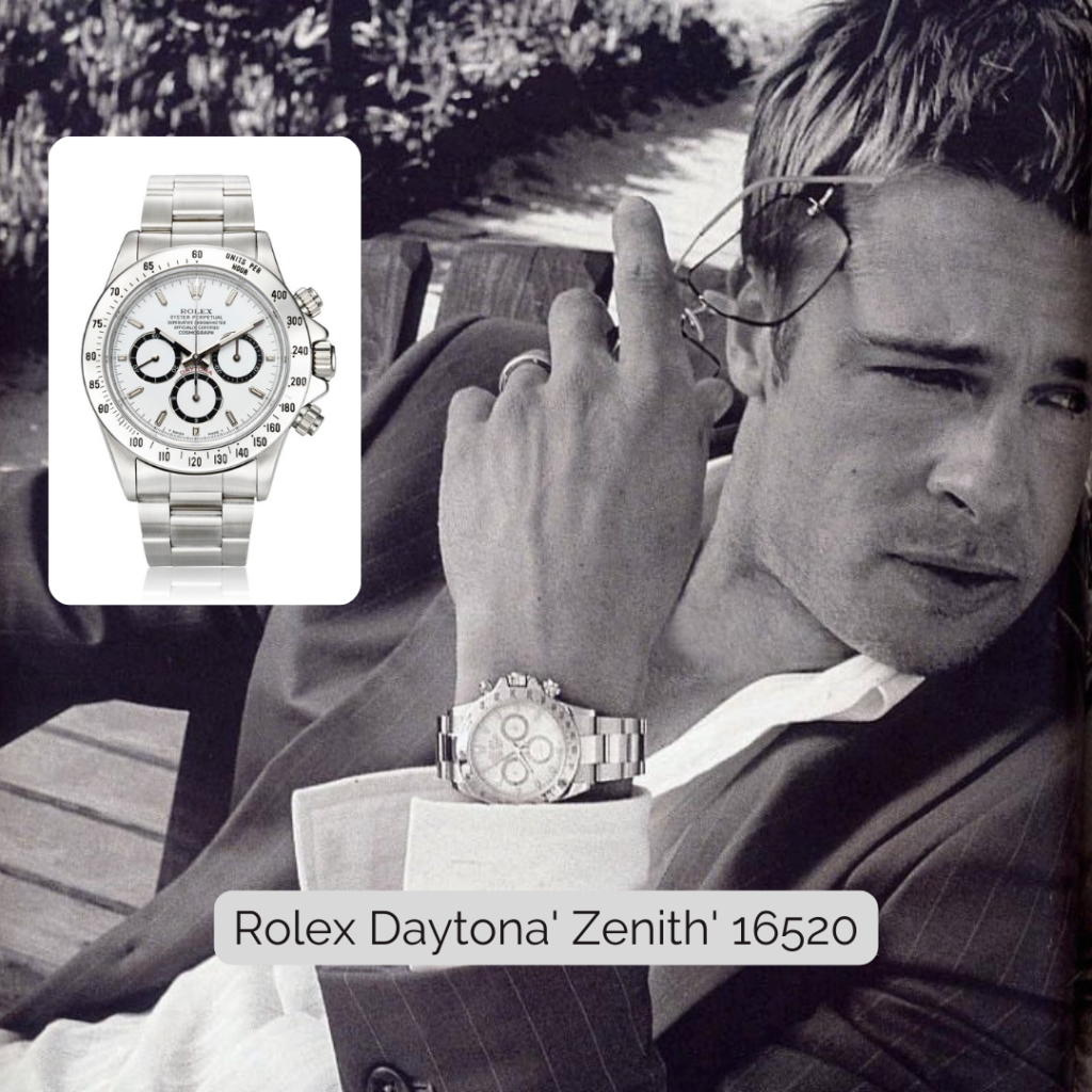Brad Pitt wearing Rolex Daytona' Zenith' 16520