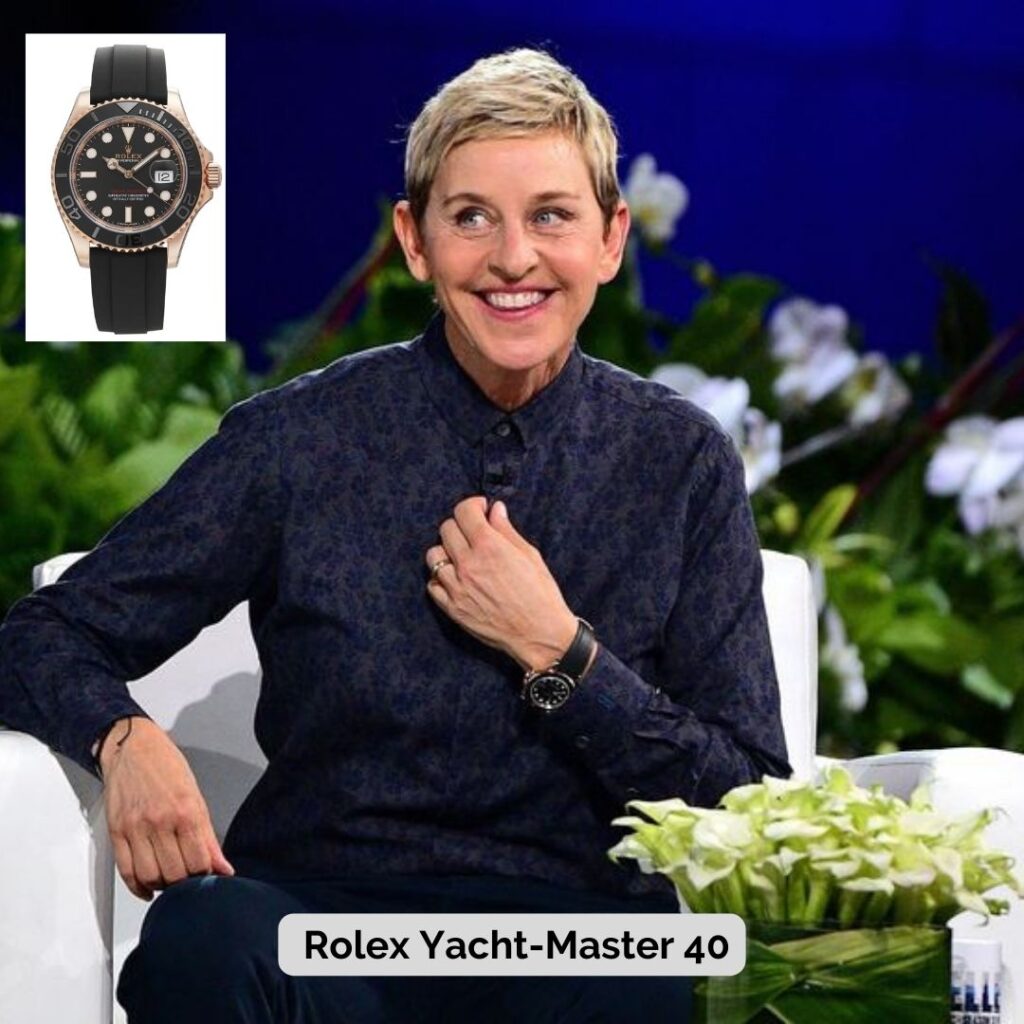 Ellen Degeneres wearing Rolex Yacht-Master 40