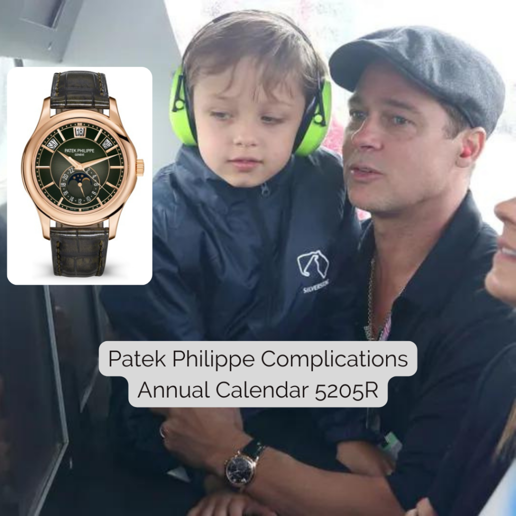 Brad Pitt wearing Patek Philippe Complications Annual Calendar 5205R