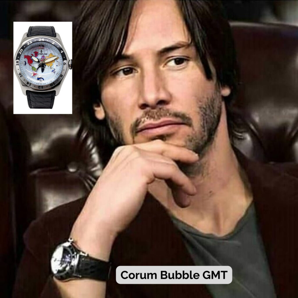 Keanu Reeves wearing Corum Bubble GMT