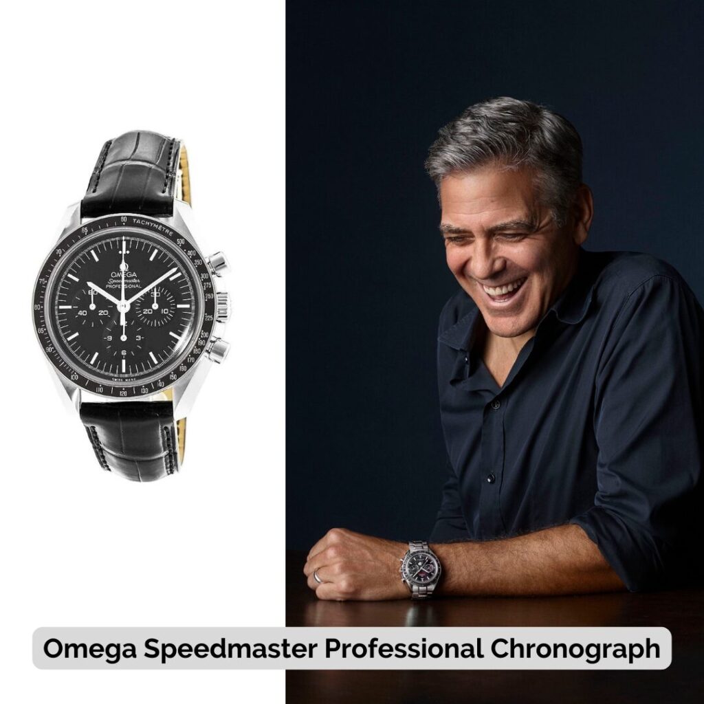 George Clooney wearing Omega Speedmaster Professional Chronograph
