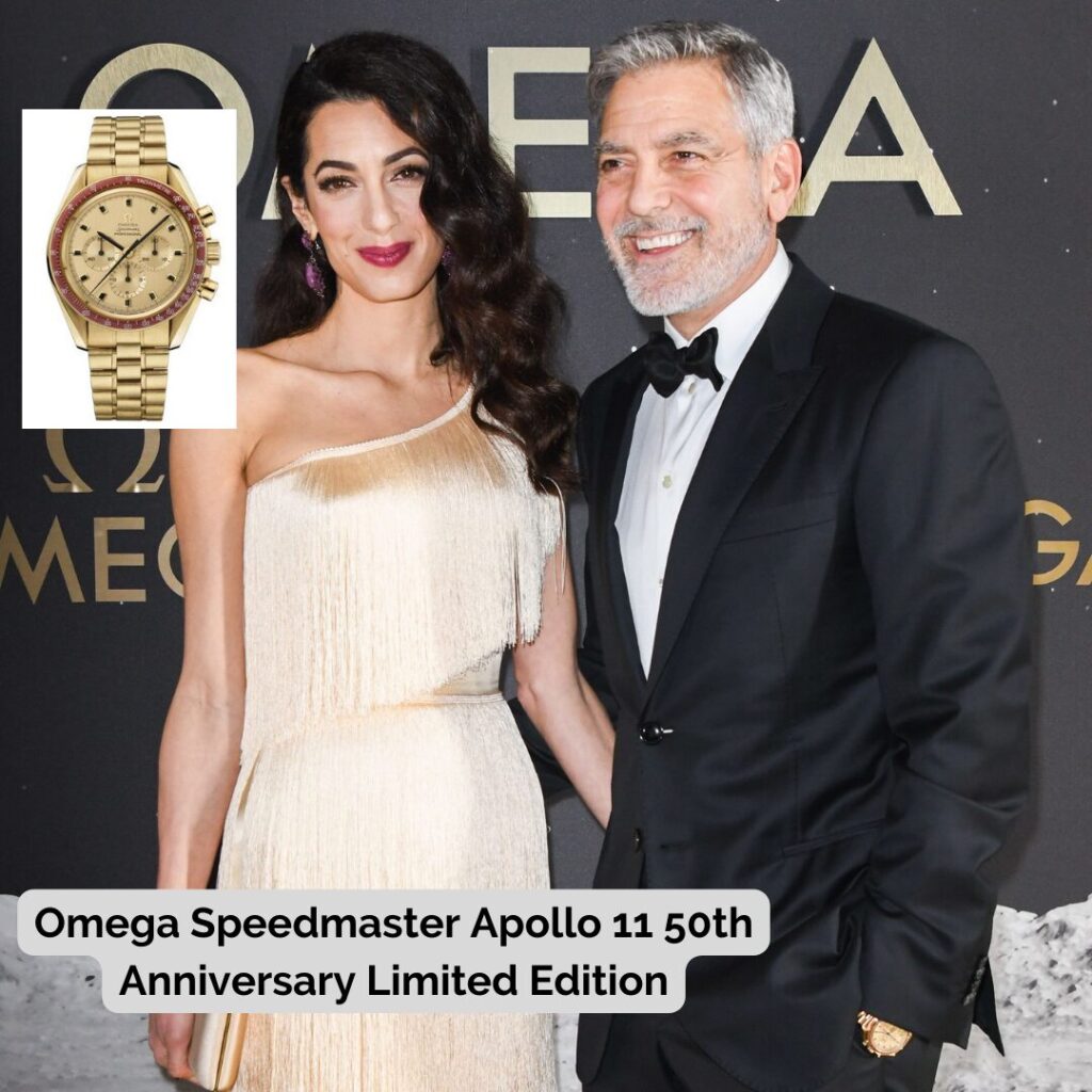 George Clooney wearing Omega Speedmaster Apollo 11 50th Anniversary Limited Edition