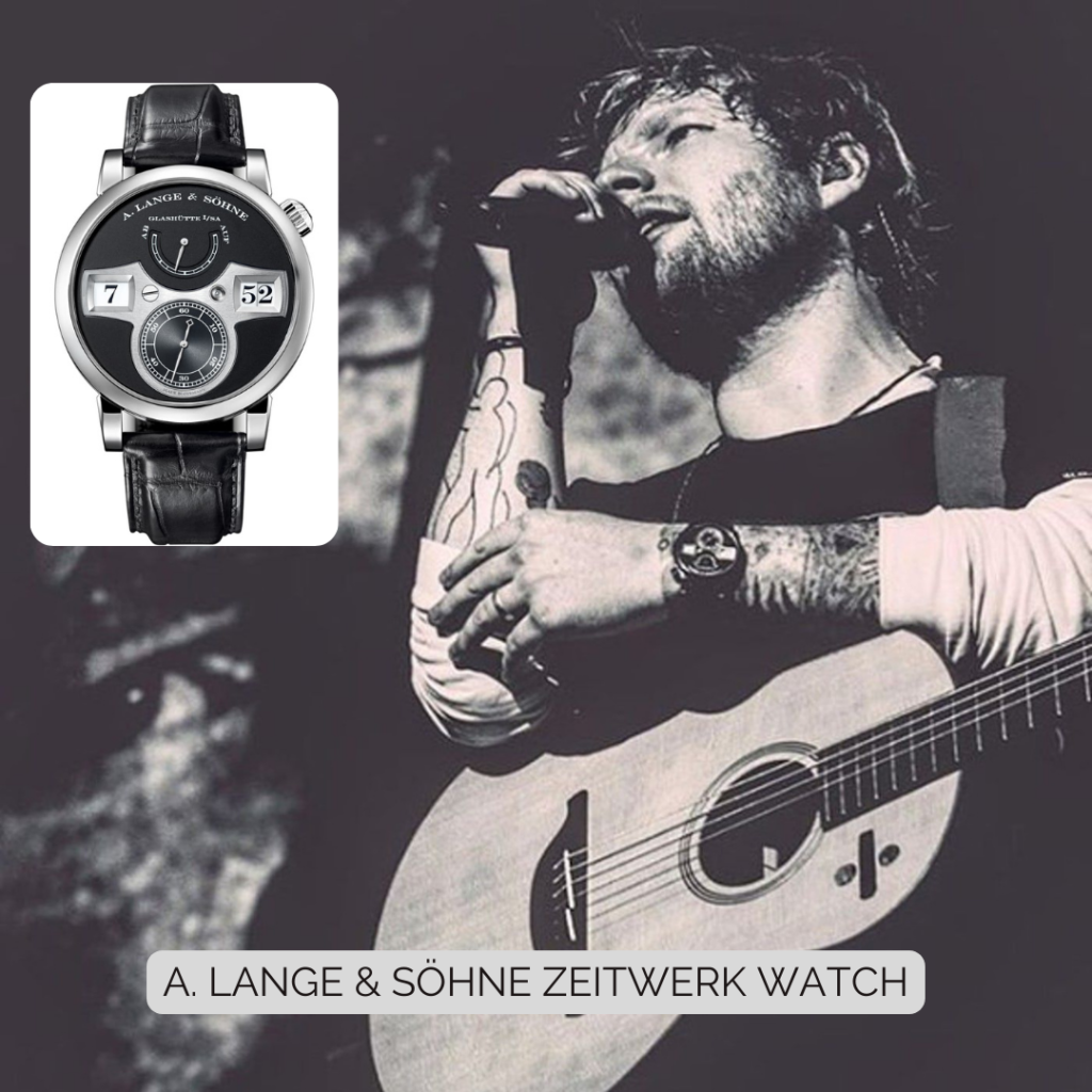 Ed Sheeran wearing A. LANGE & SÖHNE ZEITWERK WATCH