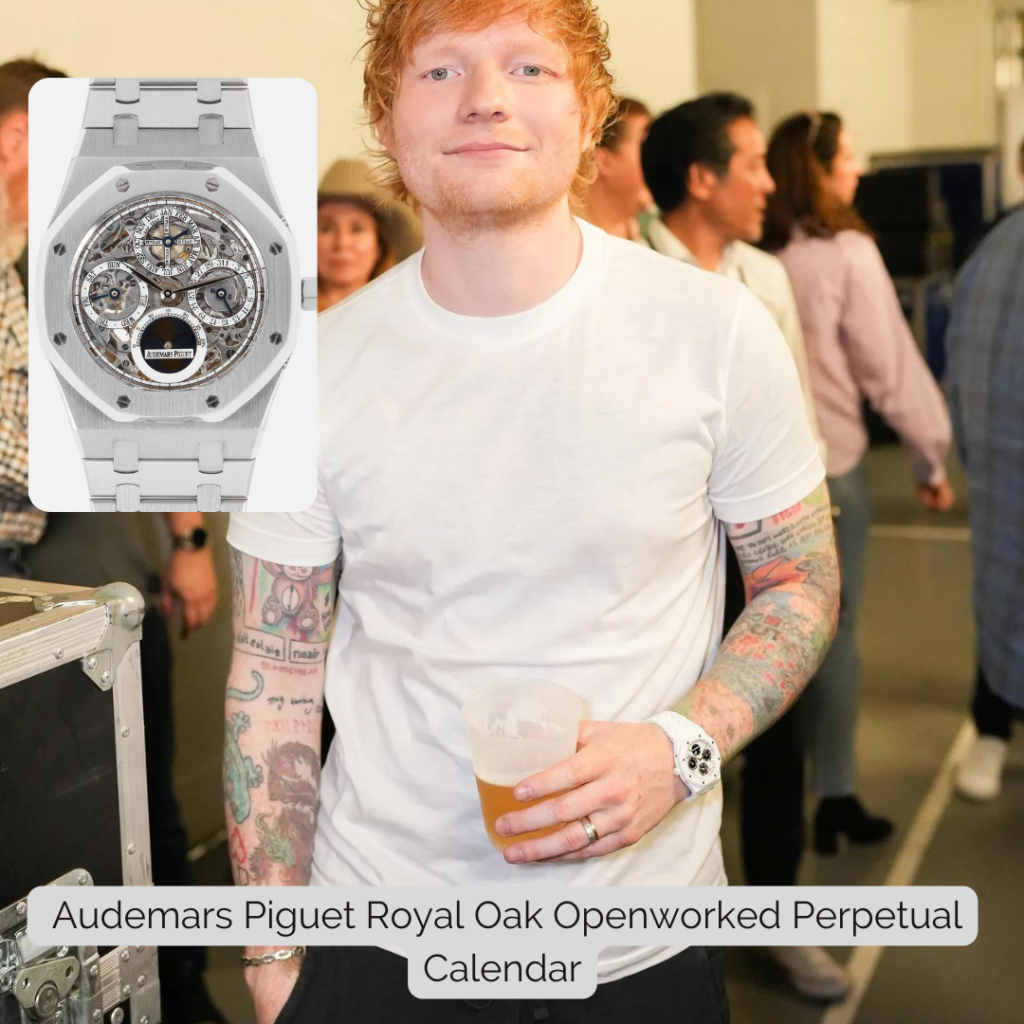 Ed Sheeran wearing Audemars Piguet Royal Oak Openworked Perpetual Calendar