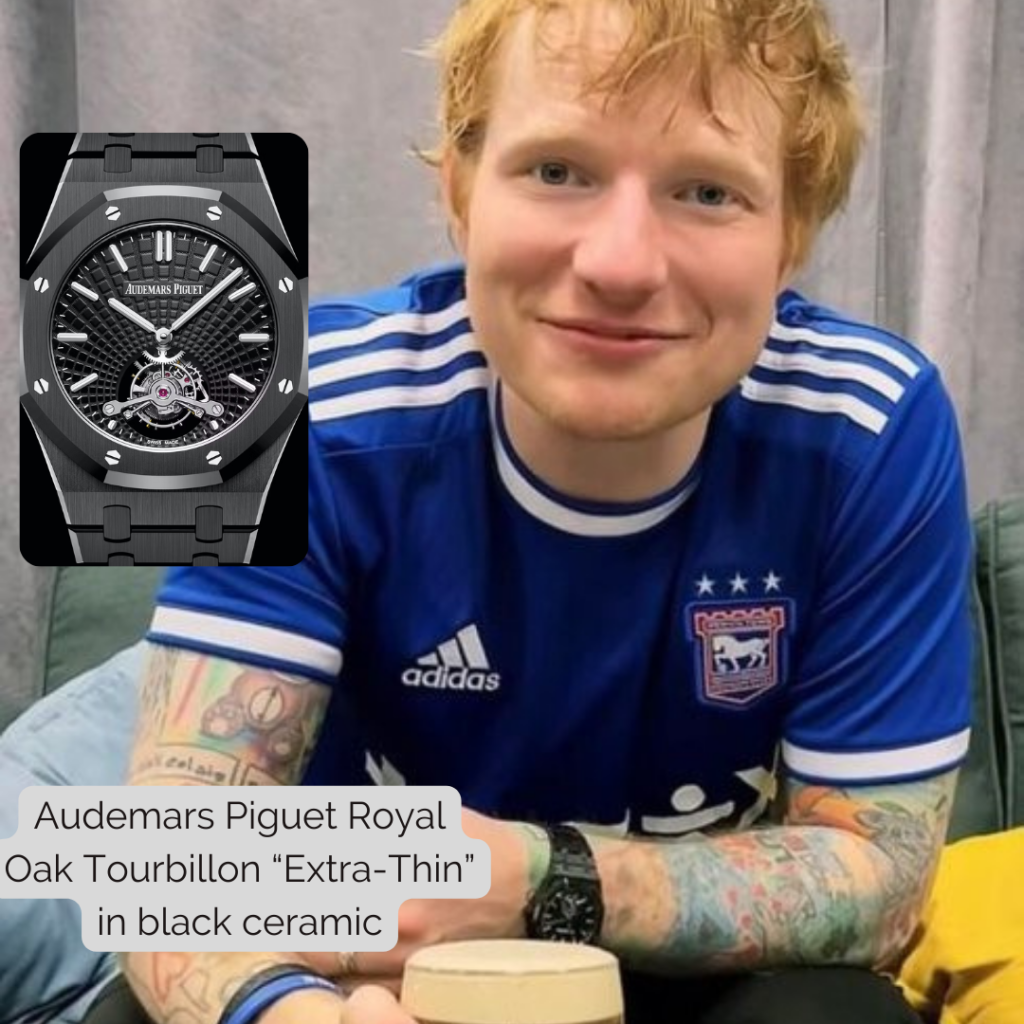 Ed Sheeran wearing Audemars Piguet Royal Oak Tourbillon “Extra-Thin” in black ceramic