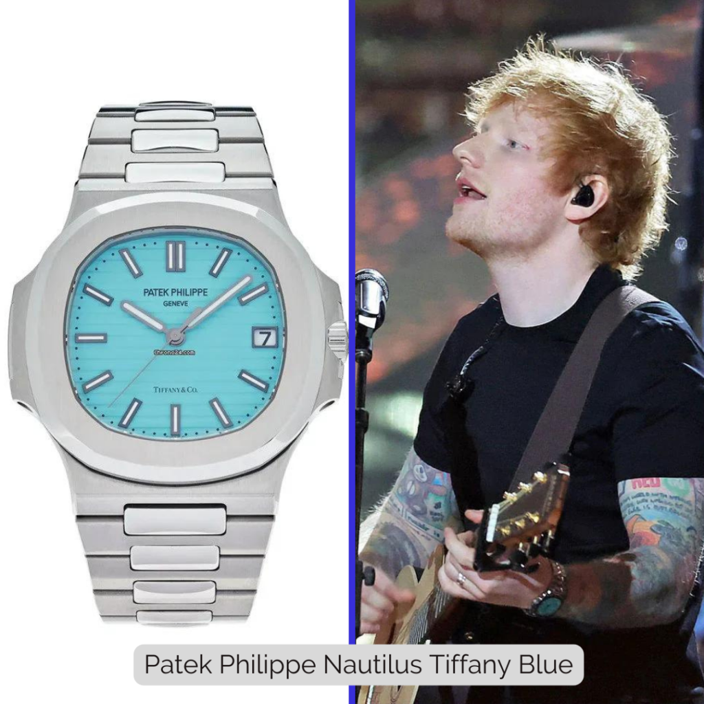Ed Sheeran wearing Patek Philippe Nautilus Tiffany Blue