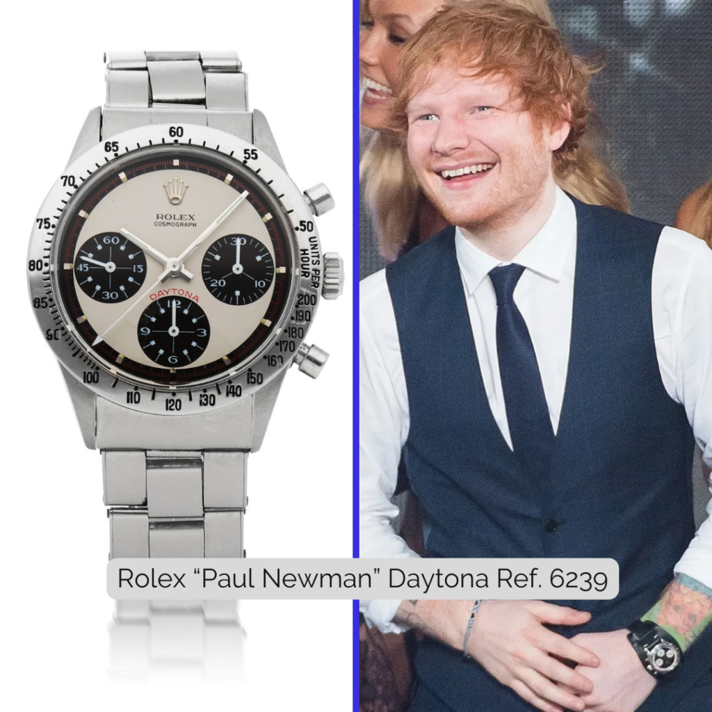 Ed Sheeran wearing Rolex “Paul Newman” Daytona Ref. 6239