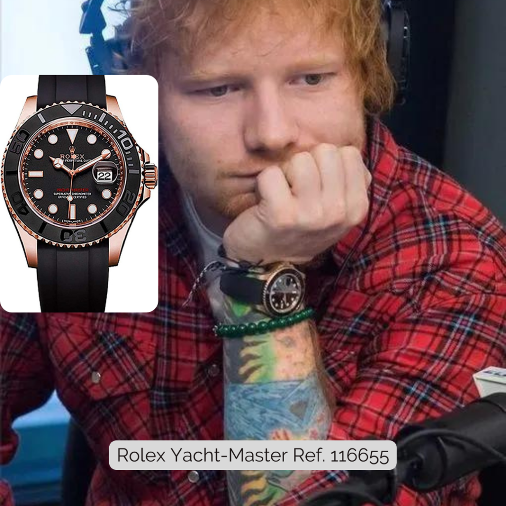 Ed Sheeran wearing Rolex Yacht-Master Ref. 116655