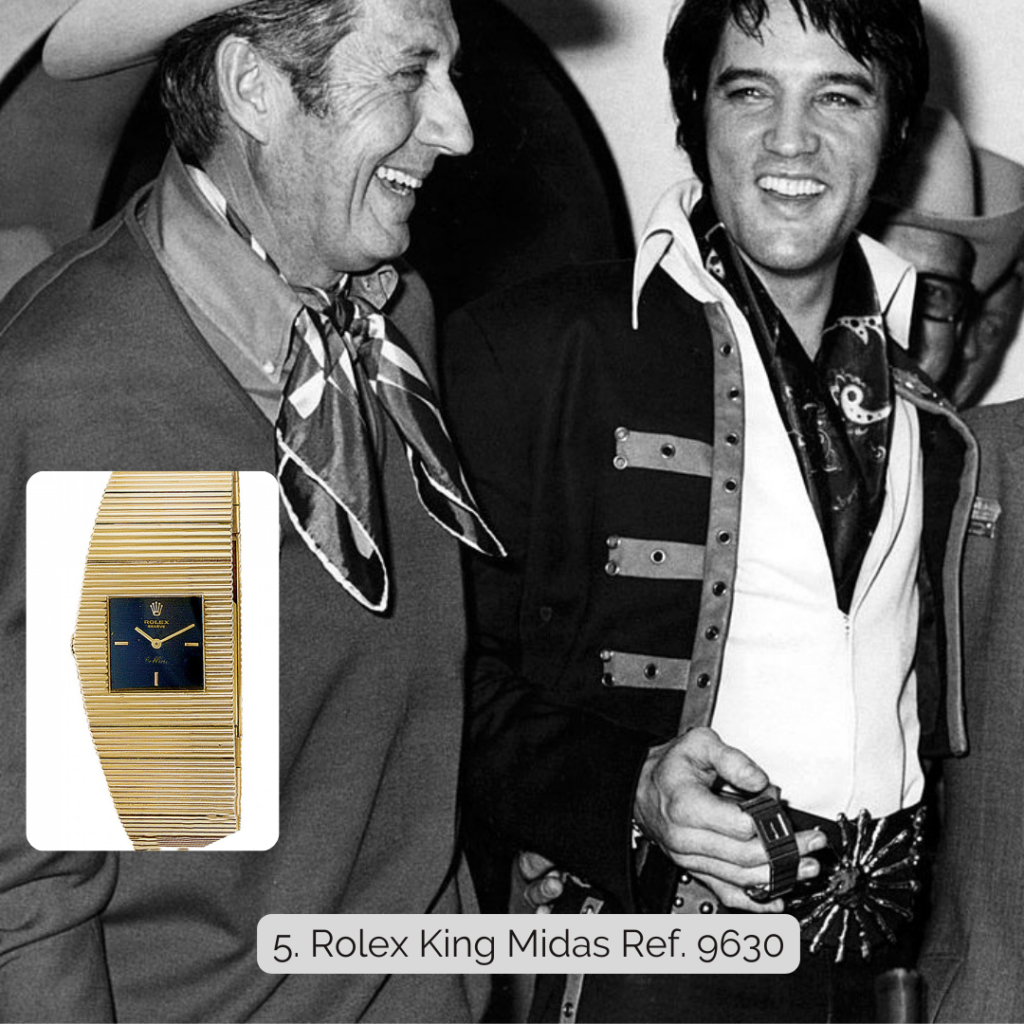Elvis Presley wearing Rolex King Midas Ref. 9630