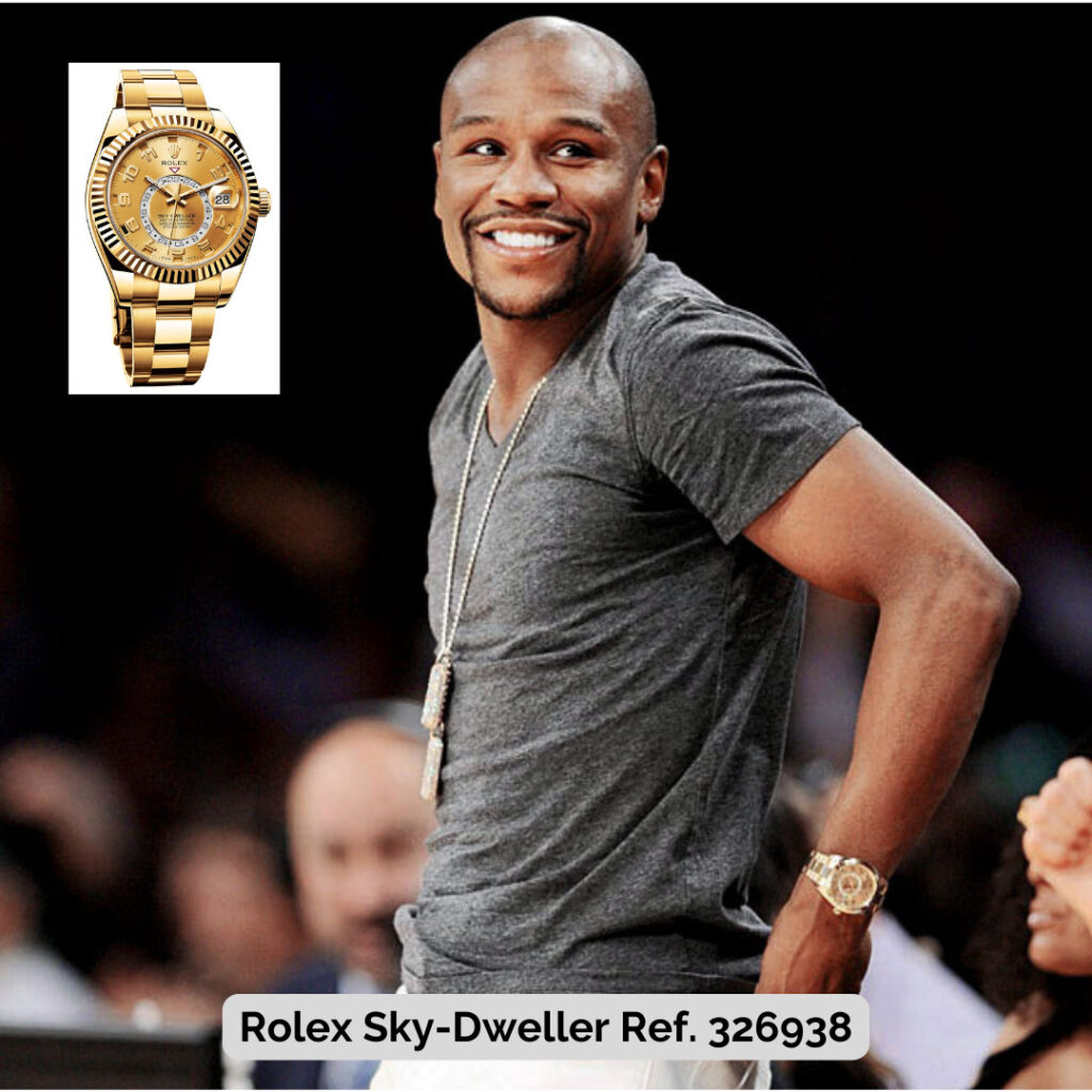 Floyd Mayweather wearing Rolex Sky-Dweller Ref. 326938