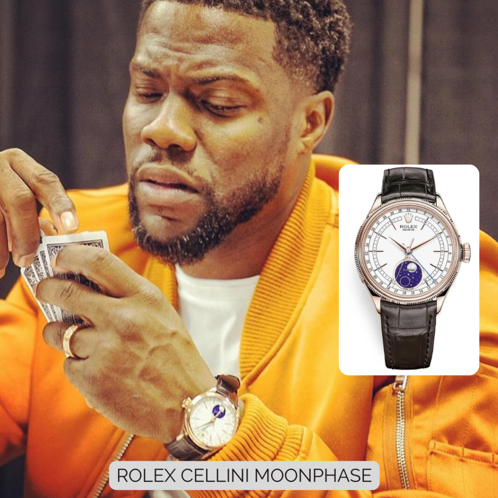 Kevin Hart wearing ROLEX CELLINI MOONPHASE