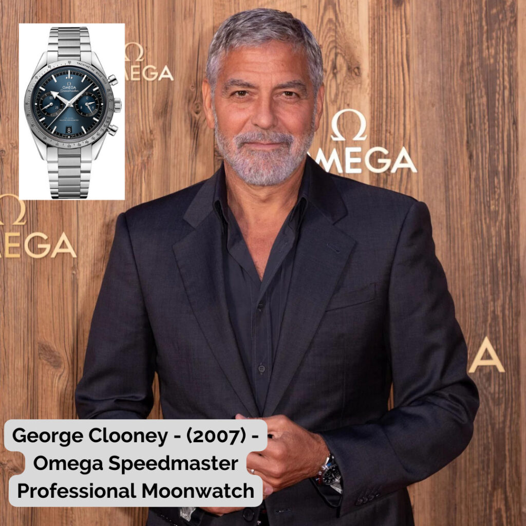 George Clooney wearing Omega Speedmaster Professional Moonwatch