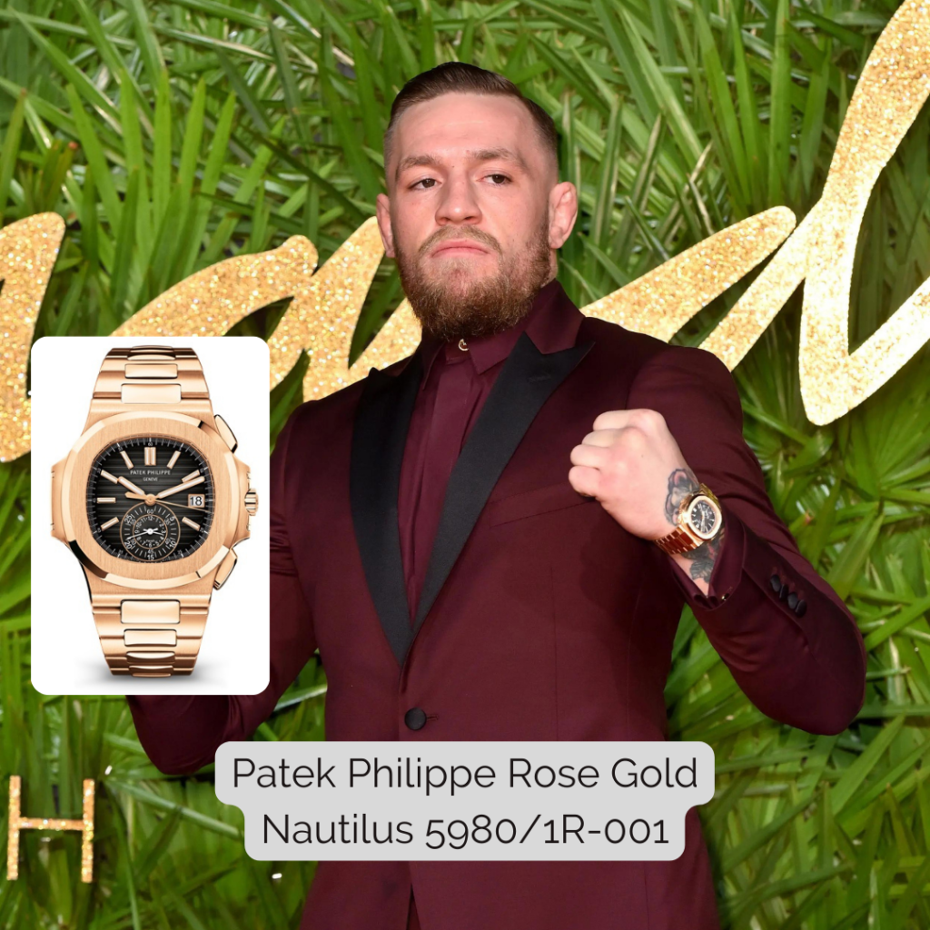 Conor McGregor wearing Patek Philippe Rose Gold Nautilus 5980/1R-001