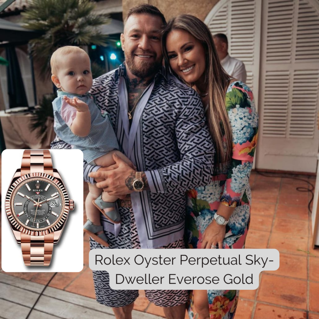 Conor McGregor wearing Rolex Oyster Perpetual Sky-Dweller Everose Gold