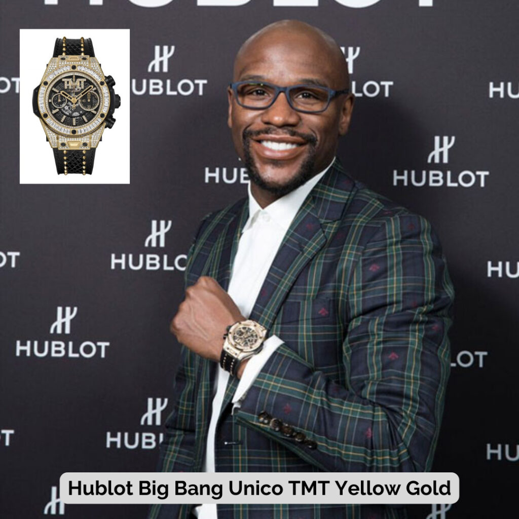 Floyd Mayweather wearing Hublot Big Bang Unico TMT Yellow Gold