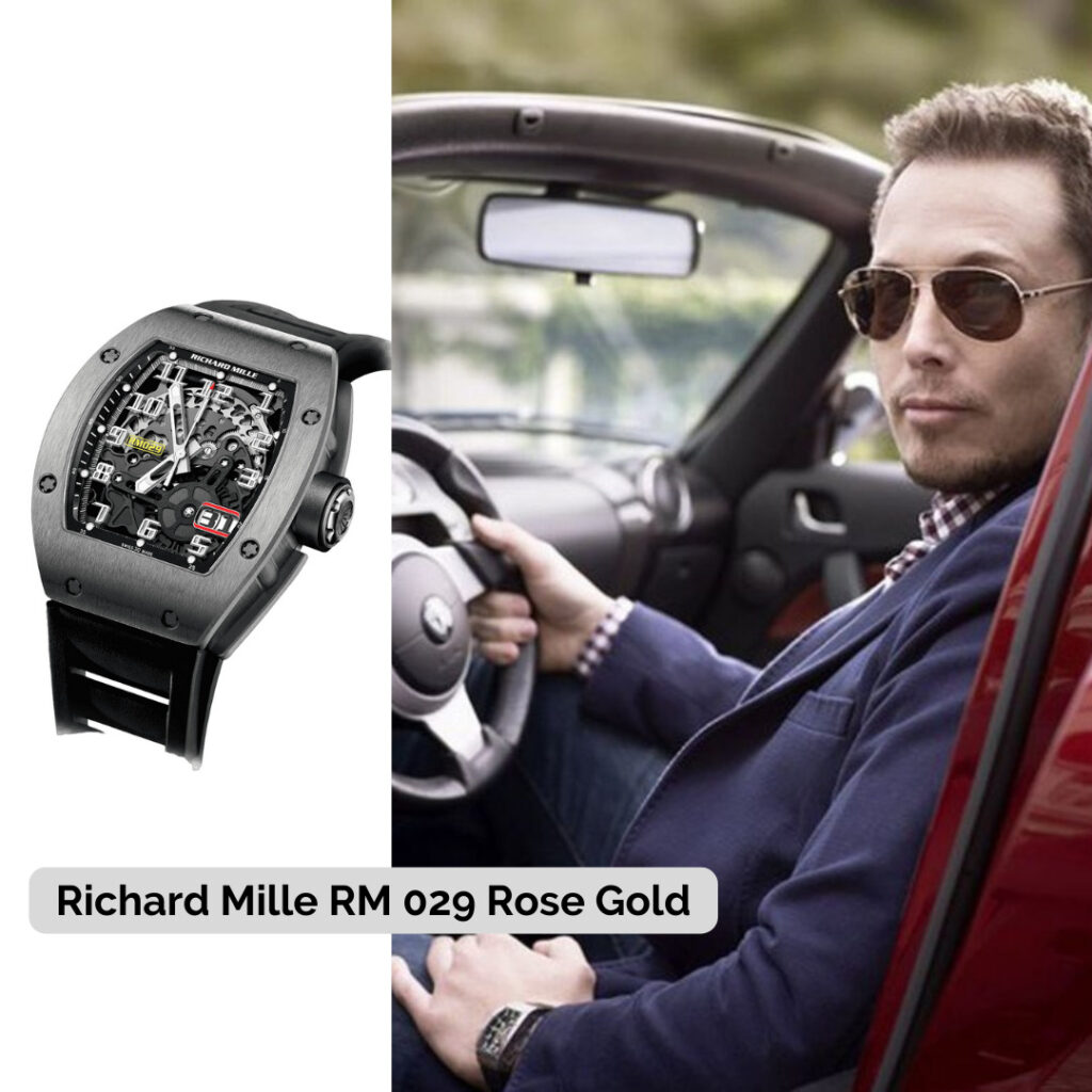 Elon Musk wearing Richard Mille RM 029 Rose Gold 