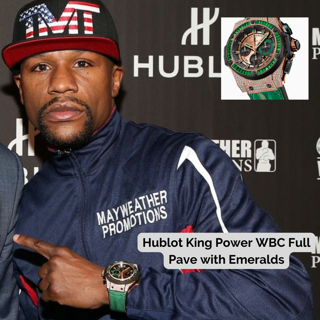 Floyd Mayweather wearing Hublot King Power WBC Full Pave with Emeralds