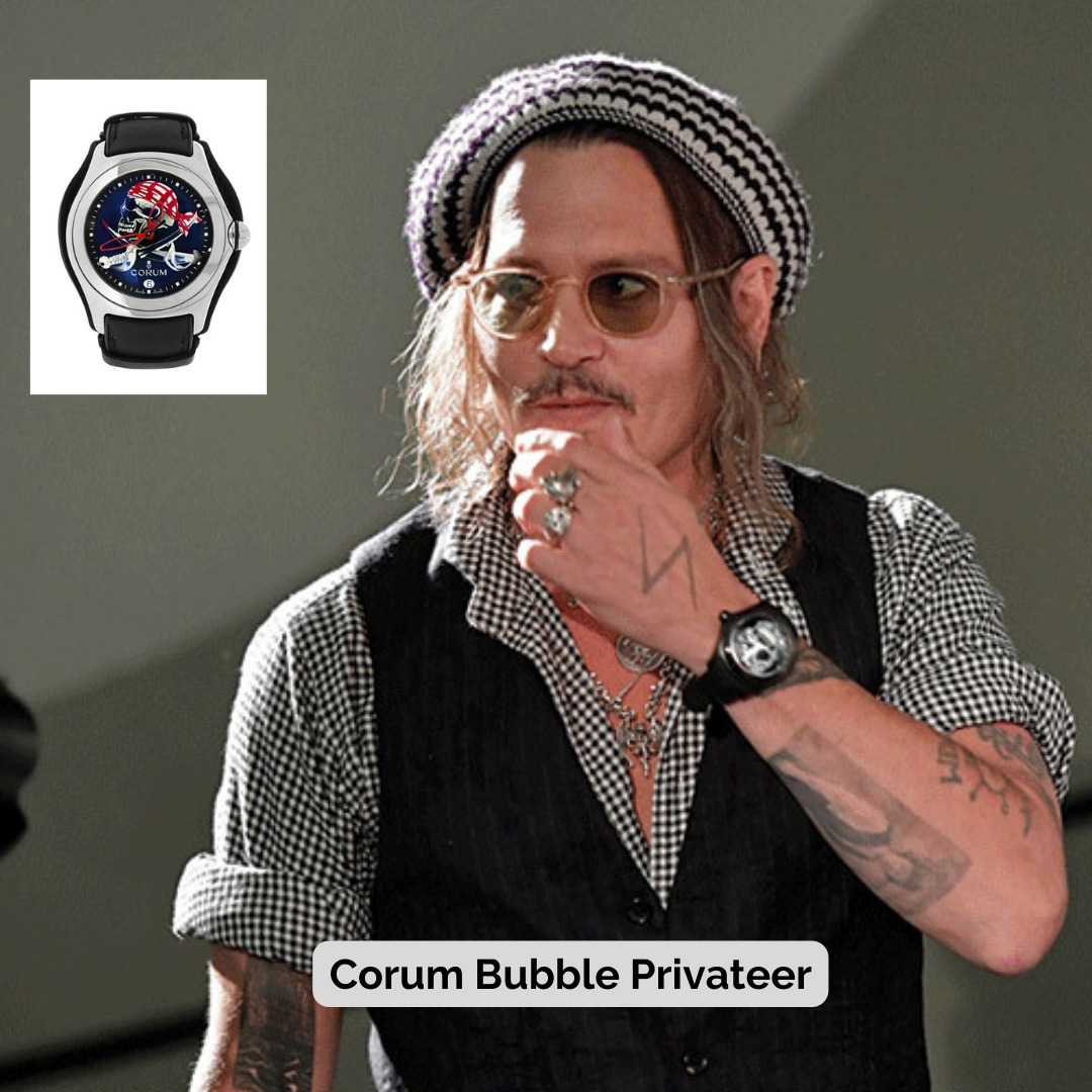 Johnny Depp wearing Corum Bubble Privateer