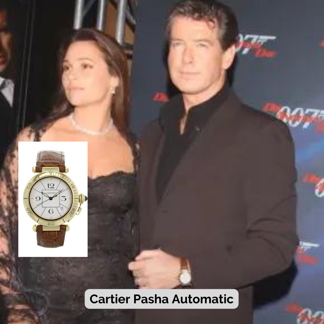 Pierce Brosnan wearing Cartier Pasha Automatic