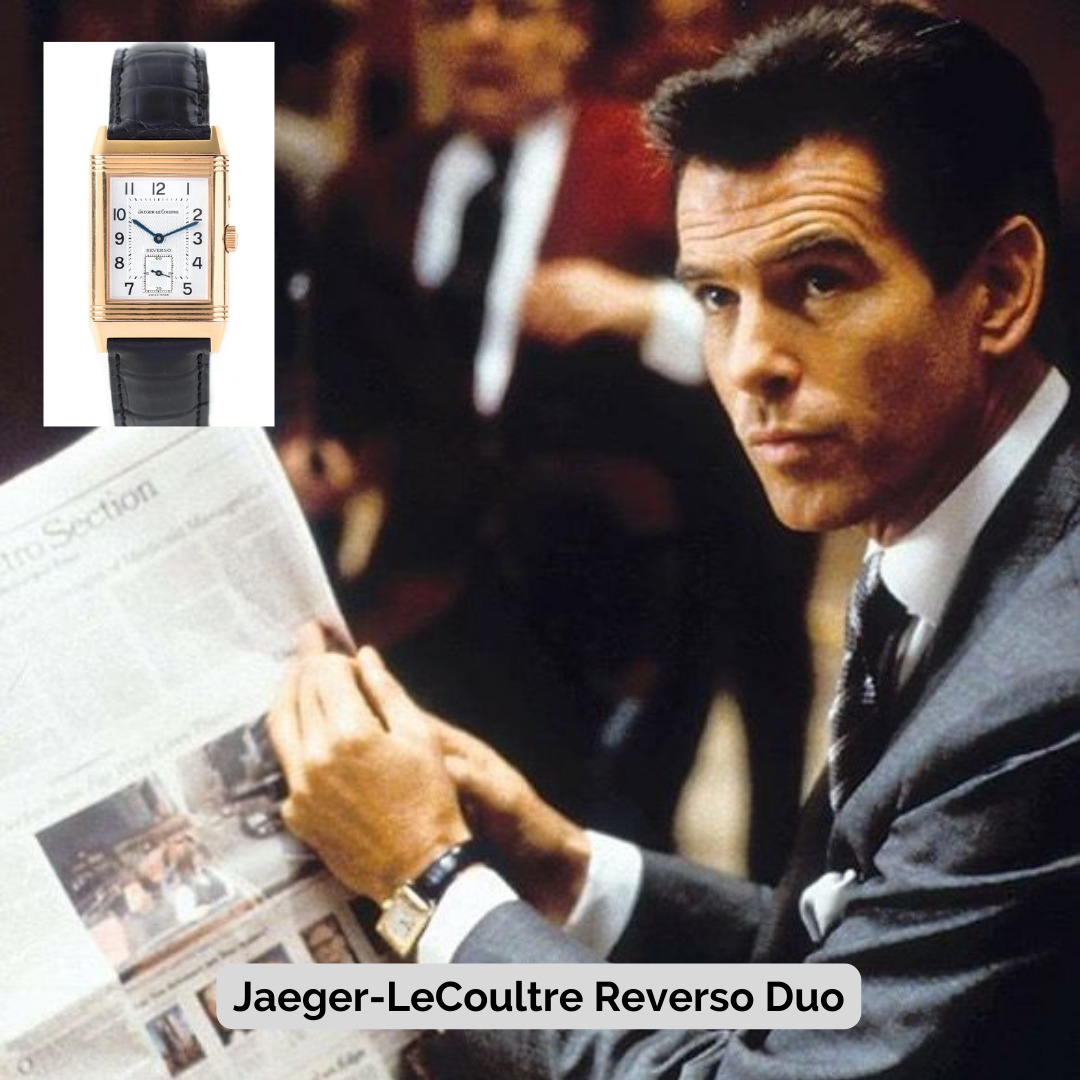Pierce Brosnan wearing Jaeger-LeCoultre Reverso Duo