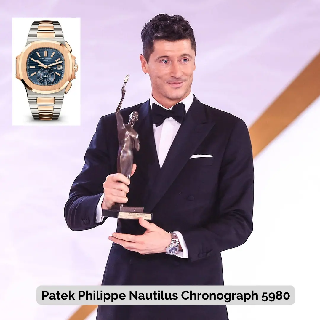 Robert Lewandowski wearing Patek Philippe Nautilus Chronograph 5980