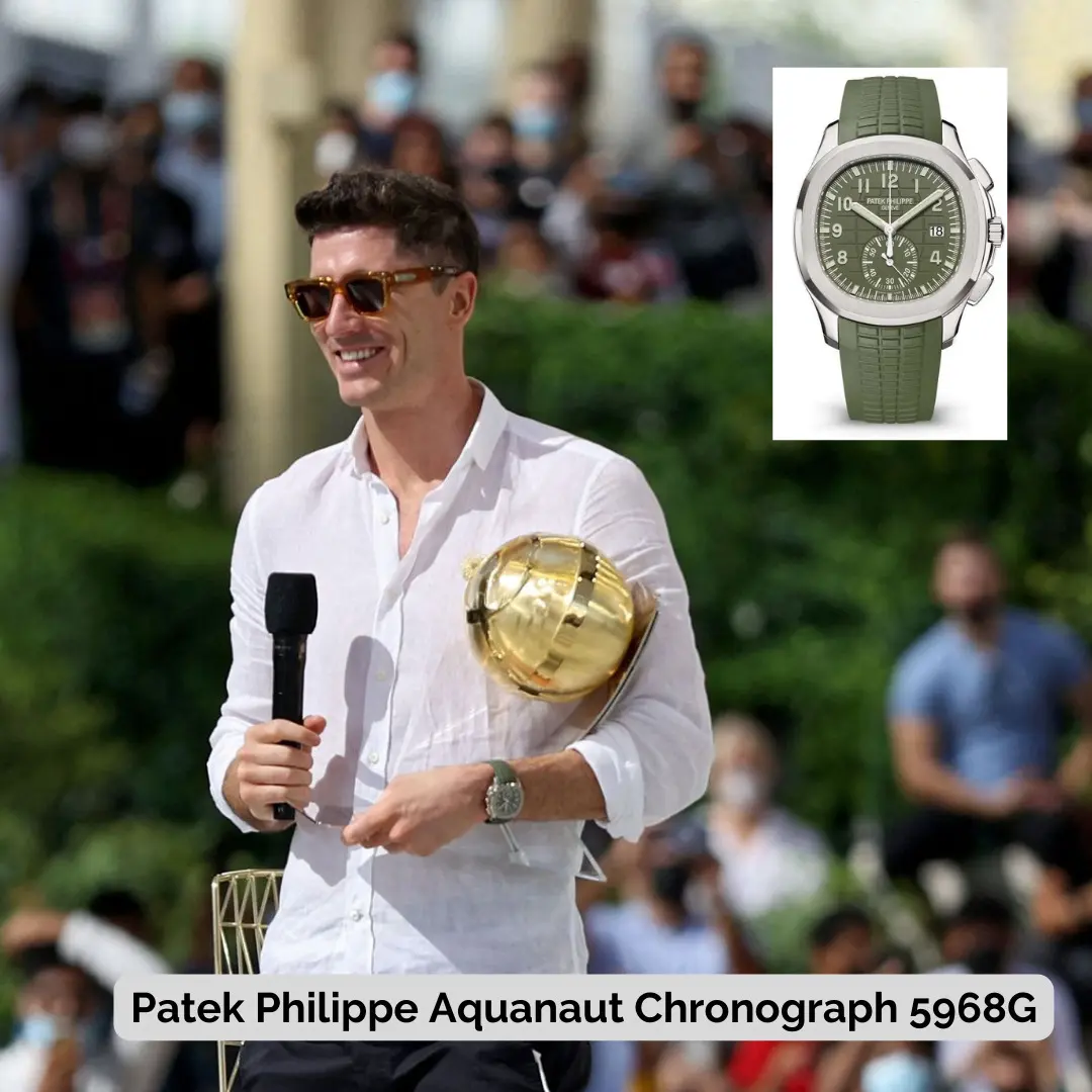 Robert Lewandowski wearing Patek Philippe Aquanaut Chronograph 5968G