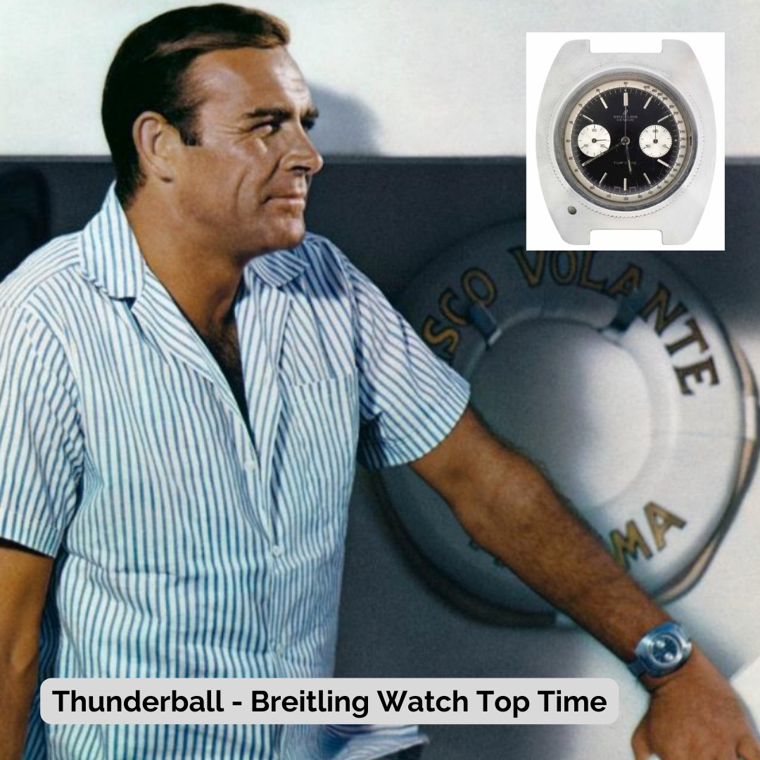 James Bond wearing  Breitling Watch Top Time - 1965
